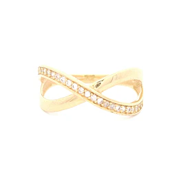 Anillo de Oro Amarillo 18K Cintillo Entrelazado Calado 