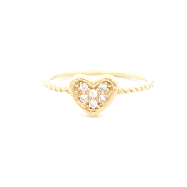 Anillo de Oro Amarillo 18K Corazón con Diamante