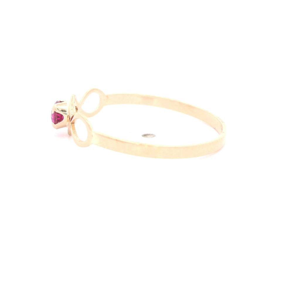 Anillo de Oro Amarillo 18K Solitario con Piedra Fucsia