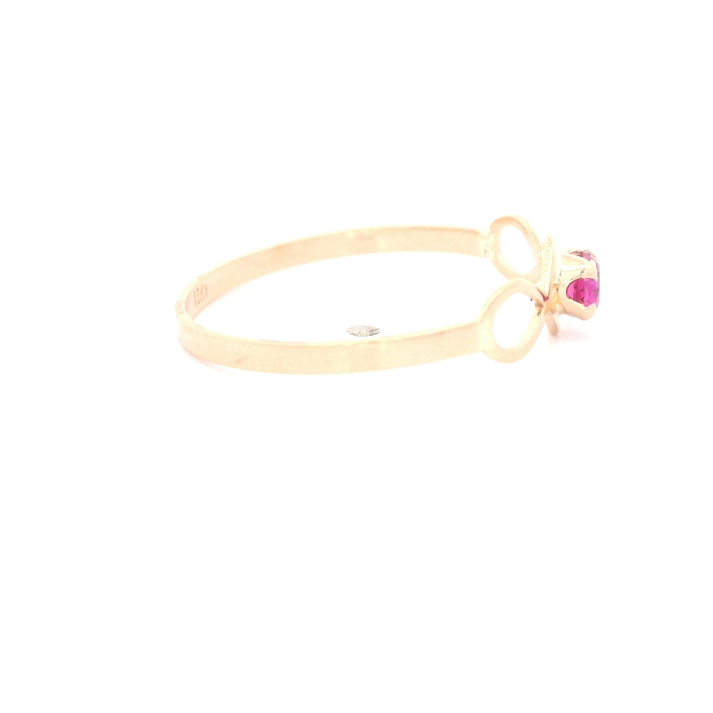 Anillo de Oro Amarillo 18K Solitario con Piedra Fucsia