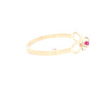Anillo de Oro Amarillo 18K Solitario con Piedra Fucsia