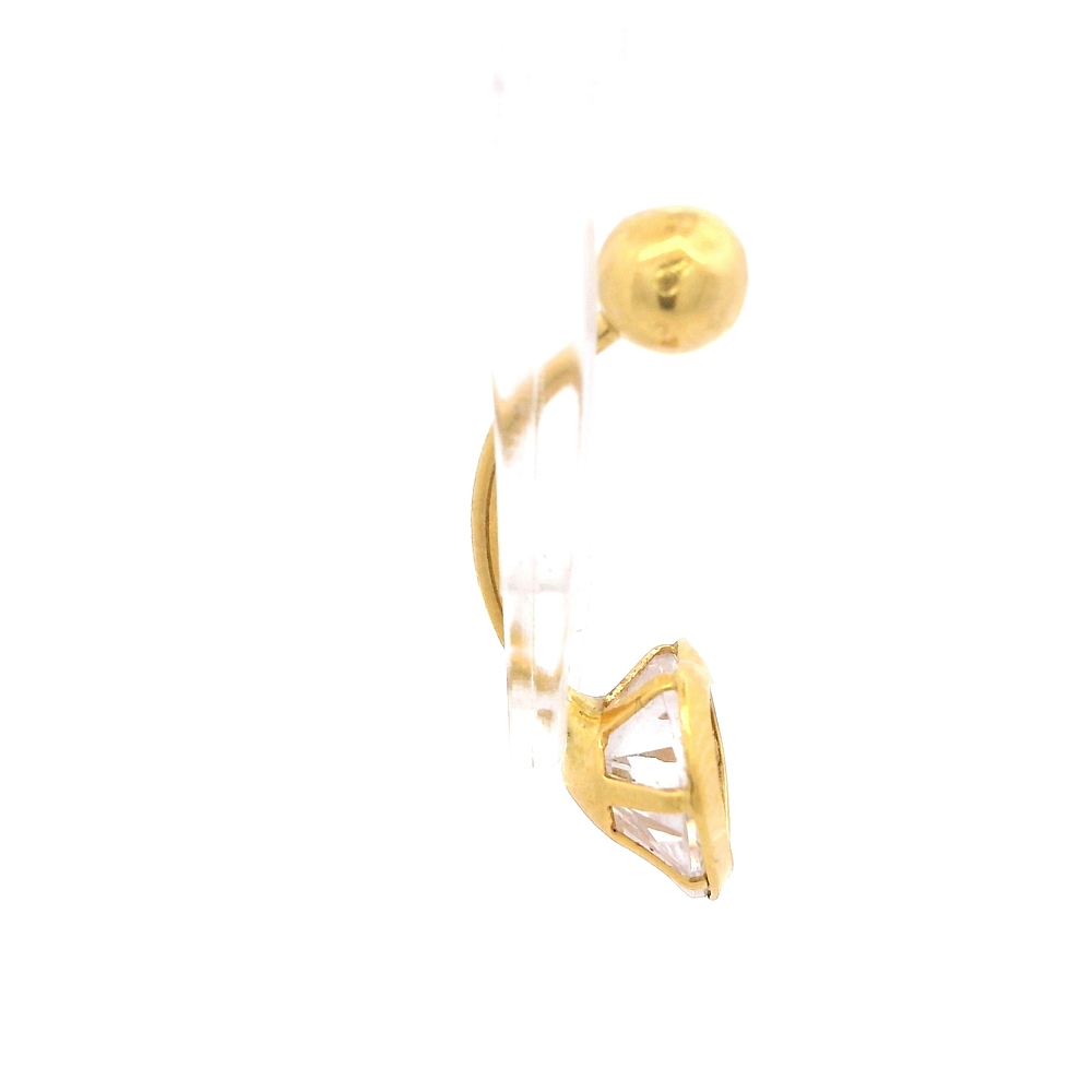 Piercing de Oro Amarillo 18K Corazón con Piedra Incolora