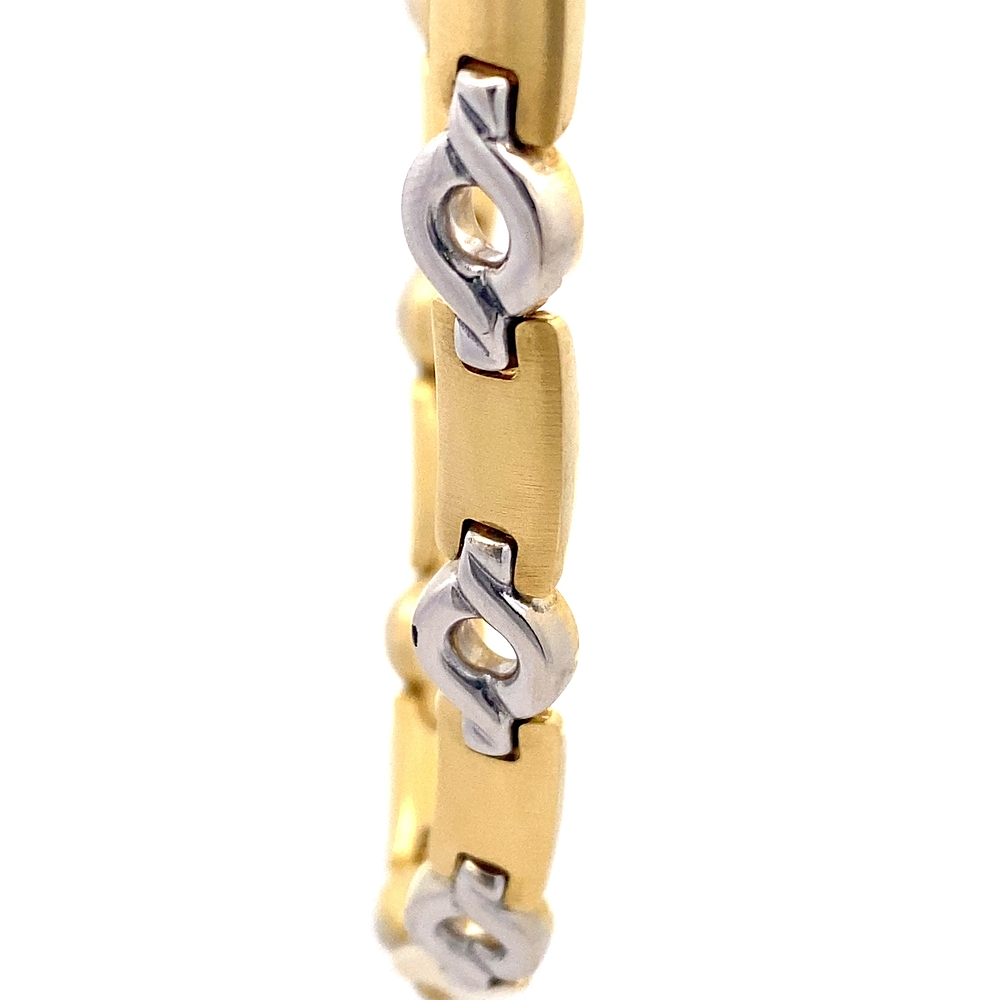 Cadena de Oro Amarillo y Oro Blanco 18K Rectangulares 1x1