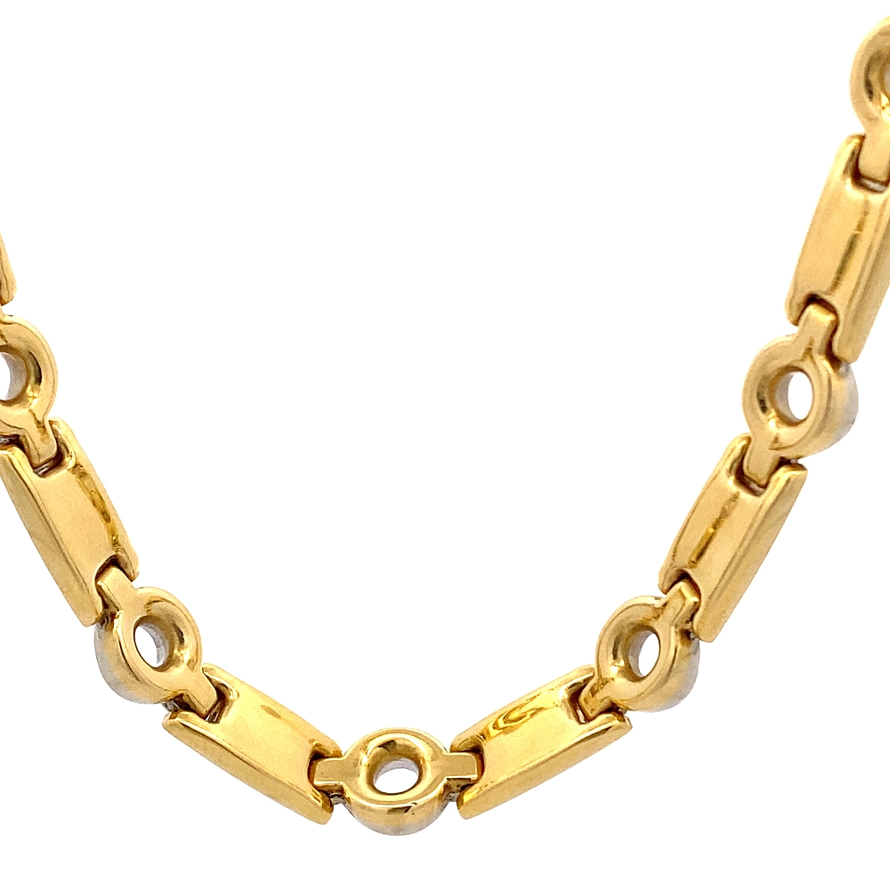 Cadena de Oro Amarillo y Oro Blanco 18K Rectangulares 1x1