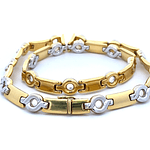 Cadena de Oro Amarillo y Oro Blanco 18K Rectangulares 1x1