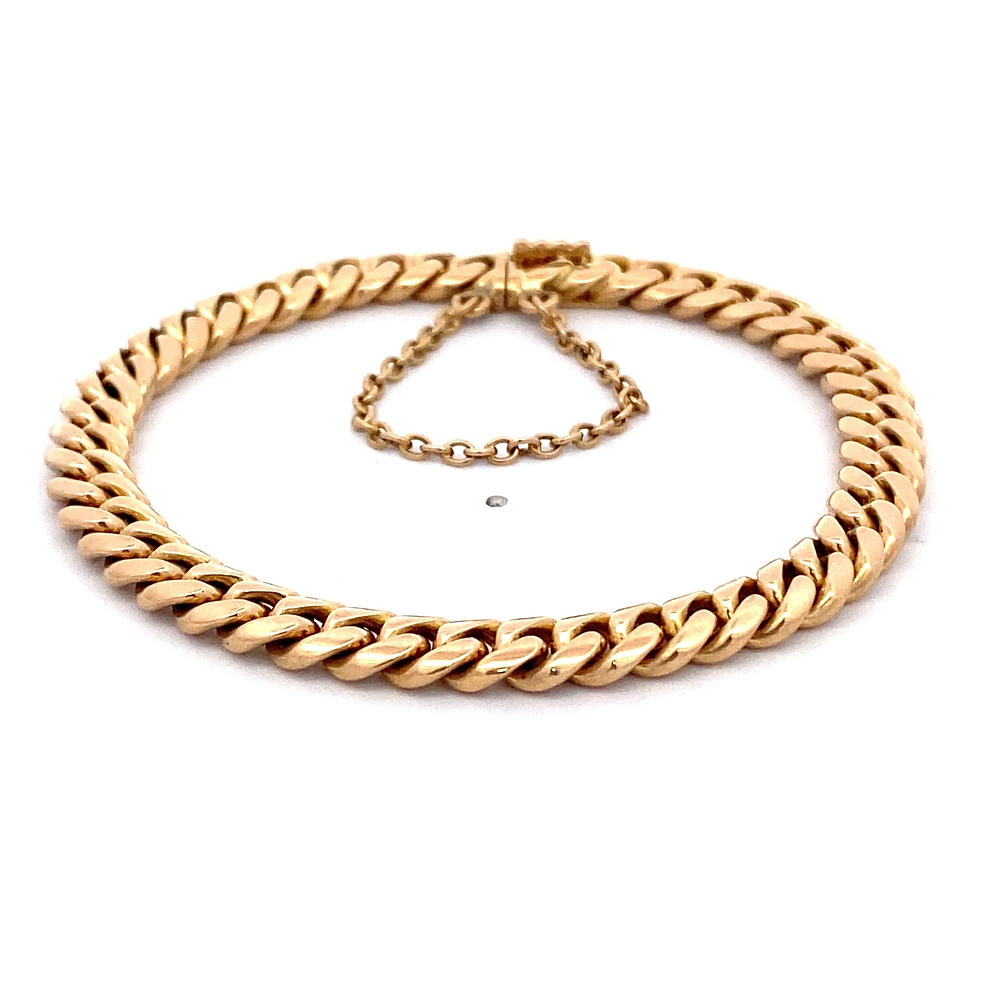 Pulsera de Oro Rosado 18K Groumet con Cadena Rolo