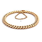 Pulsera de Oro Rosado 18K Groumet con Cadena Rolo