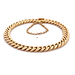 Pulsera de Oro Rosado 18K Groumet con Cadena Rolo