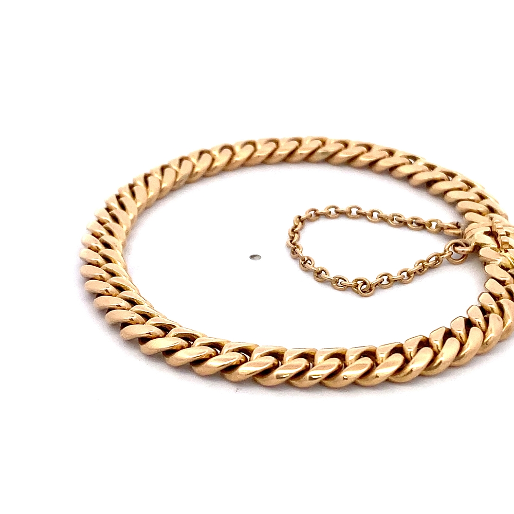 Pulsera de Oro Rosado 18K Groumet con Cadena Rolo