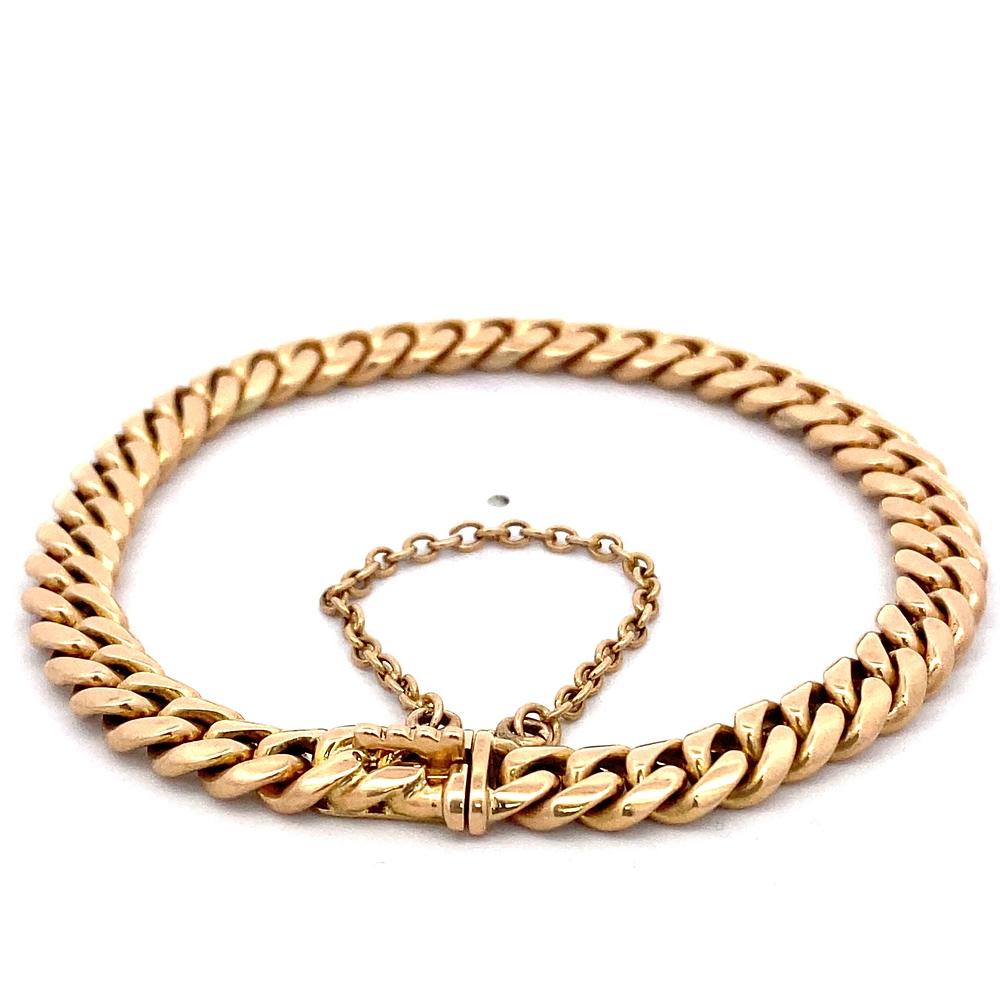 Pulsera de Oro Rosado 18K Groumet con Cadena Rolo