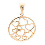 Colgante de Oro Amarillo 18K Circular Corazones 