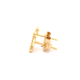 Aros de Oro Amarillo 18K Ángel Micropiedras Cierre Mariposa