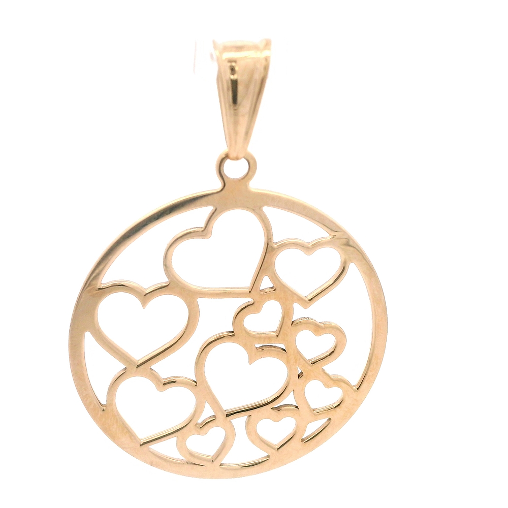 Colgante de Oro Amarillo 18K Circular Corazones 
