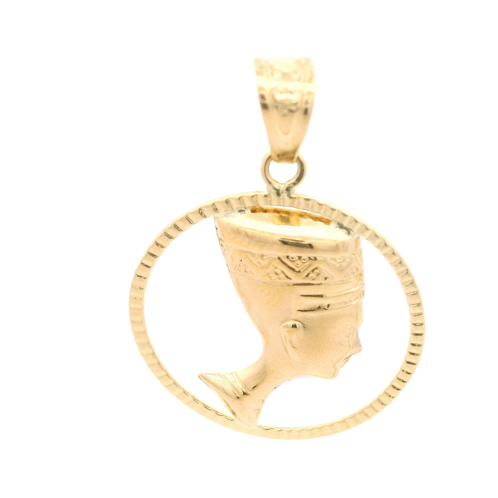 Colgante de Oro Amarillo 18K Circular, Nefertiti, 