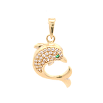 Colgante de Oro Amarillo 18K Delfin, 1mcp Verde 