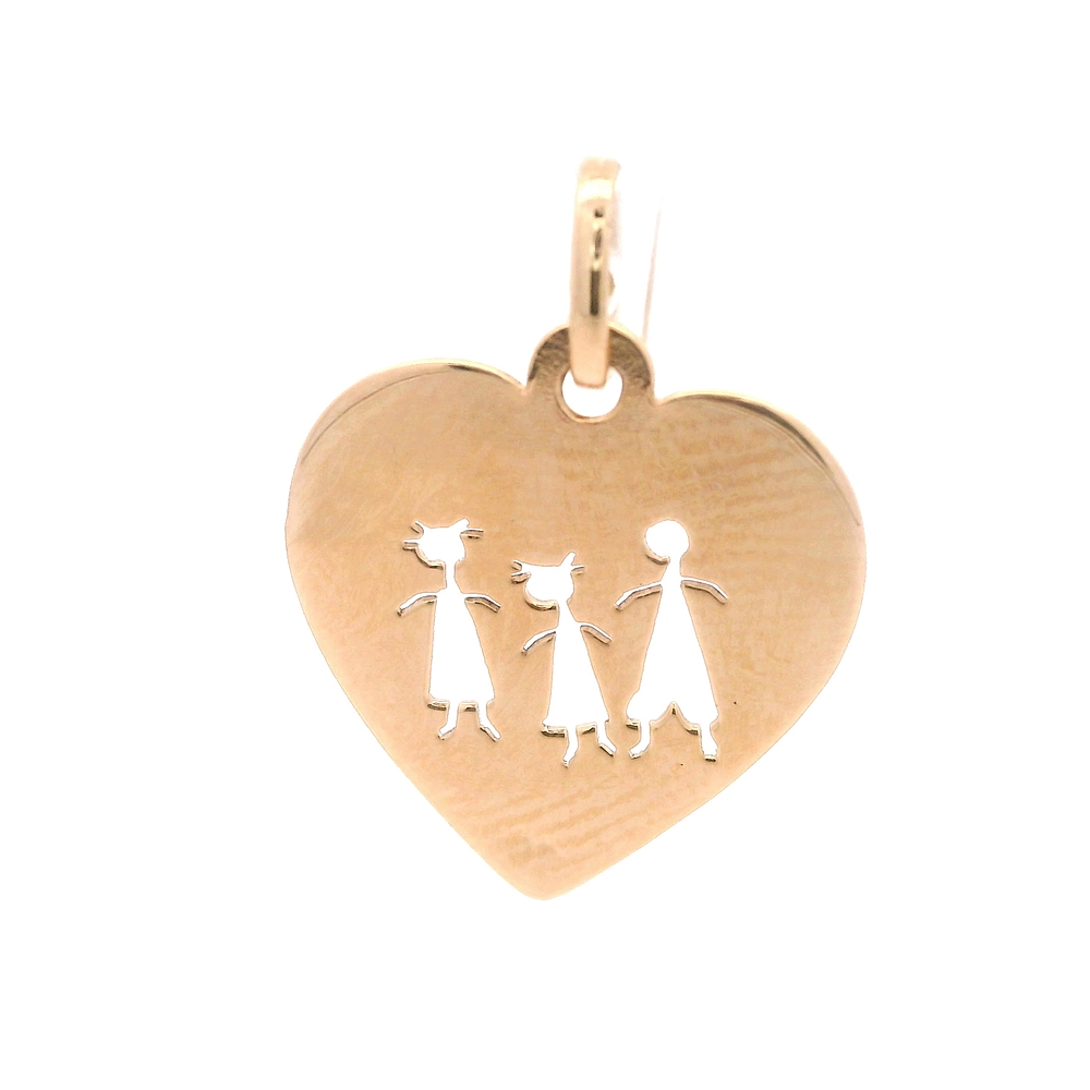 Colgante de Oro Amarillo 18K Corazón Calado Niños 