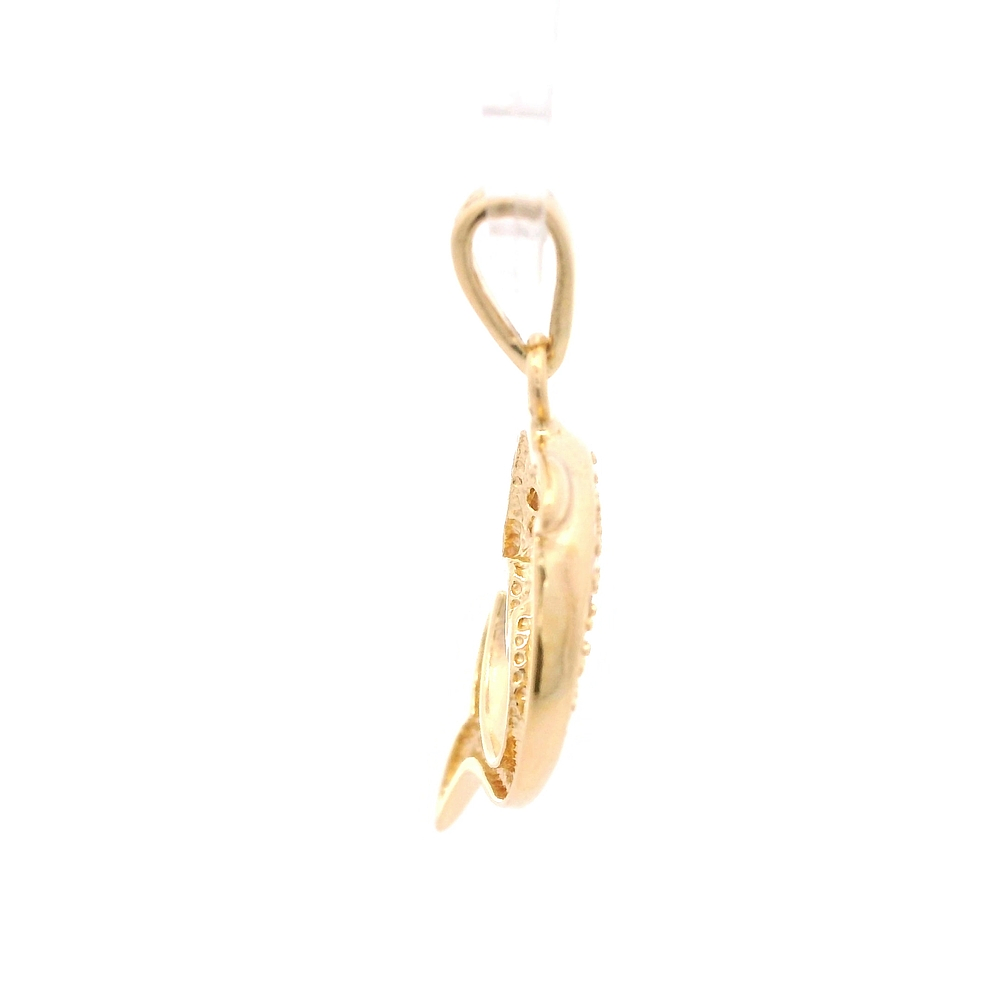 Colgante de Oro Amarillo 18K Delfin, 1mcp Verde 
