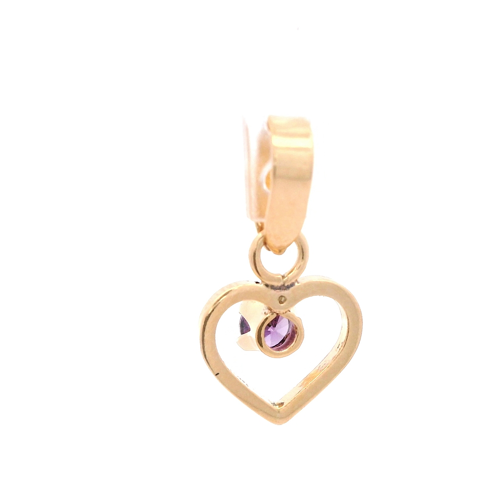 Colgante de Oro Amarillo 18K Corazón Calado, 1 Piedra 