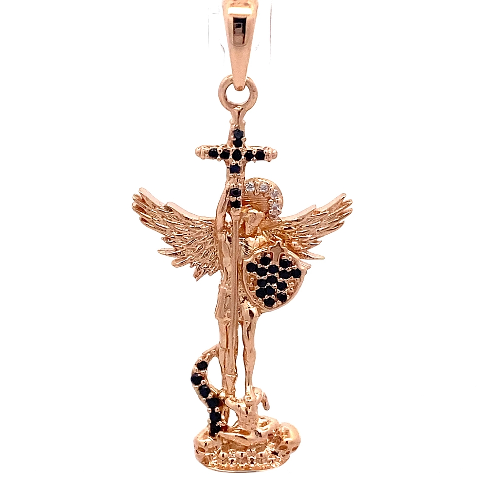Colgante de Oro Rosado 18K San Miguel Arcangel, 