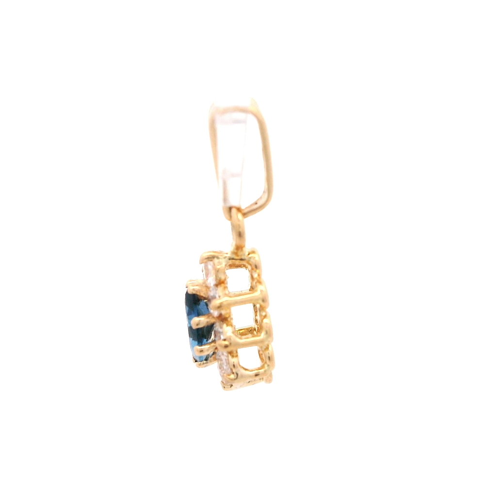 Colgante de Oro Amarillo 18K Lady Di 1 Piedra Azul 