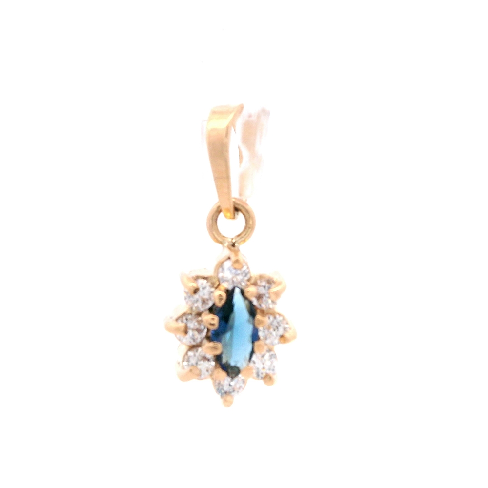 Colgante de Oro Amarillo 18K Lady Di 1 Piedra Azul 