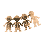 Colgante de Oro Amarillo 18K Niños Tallados Doble 