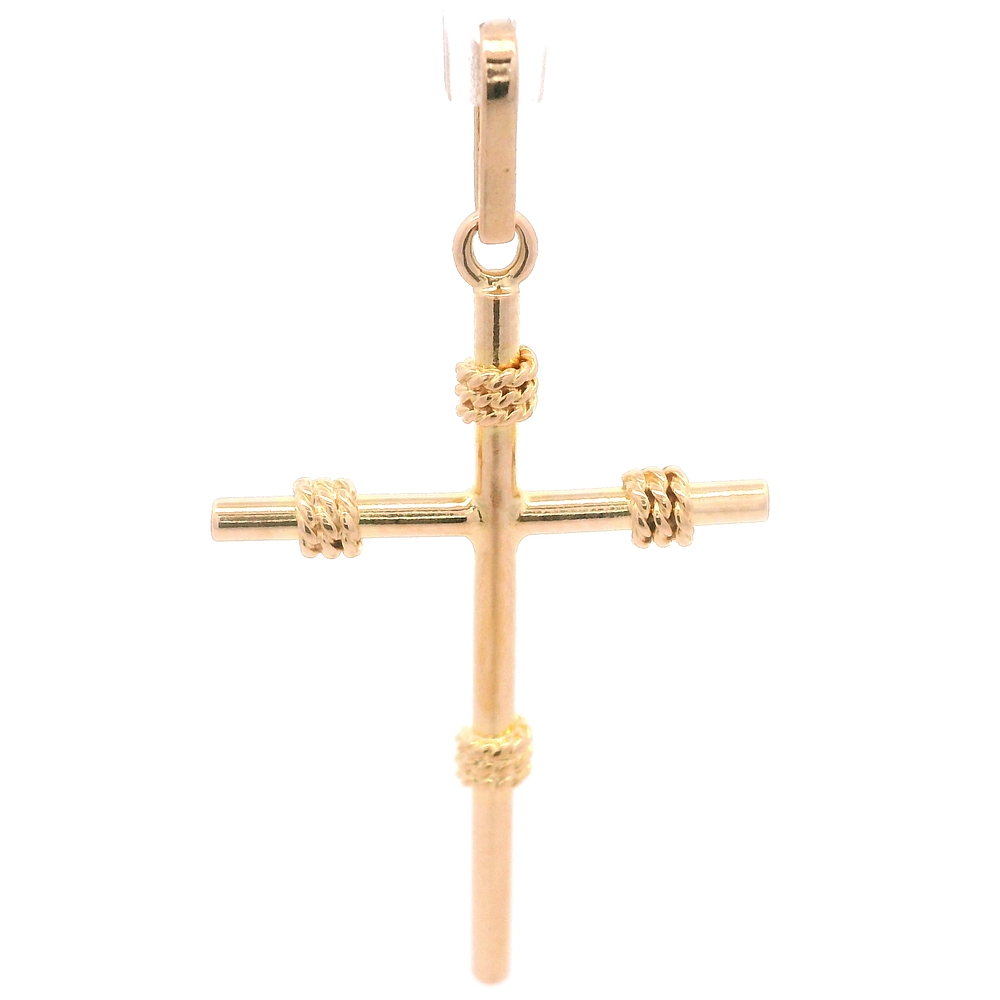 Colgante de Oro Amarillo 18K Cruz Entorchada 