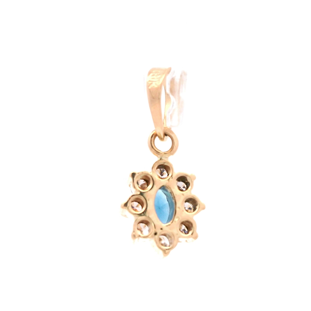 Colgante de Oro Amarillo 18K Lady Di 1 Piedra Azul 