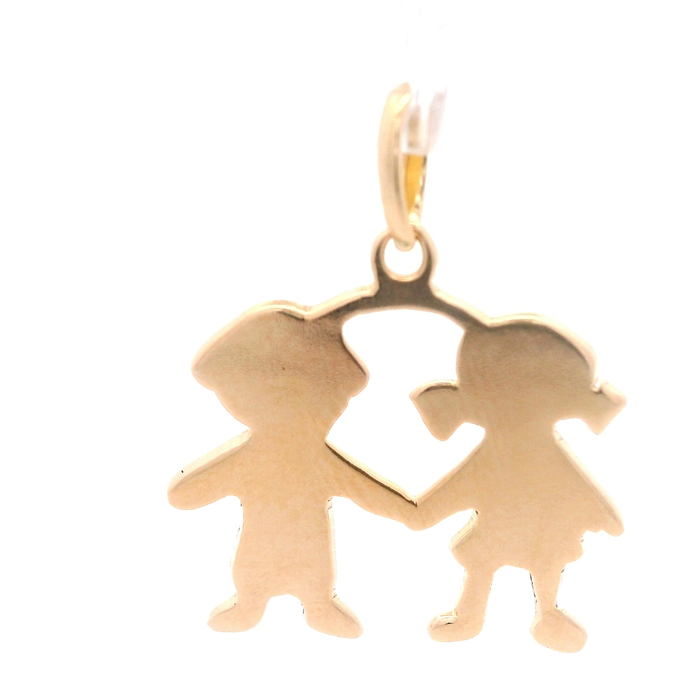 Colgante de Oro Amarillo 18K Niños Tallados 