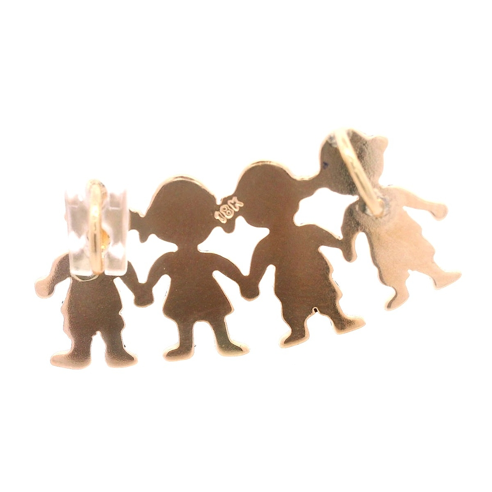 Colgante de Oro Amarillo 18K Niños Tallados Doble 