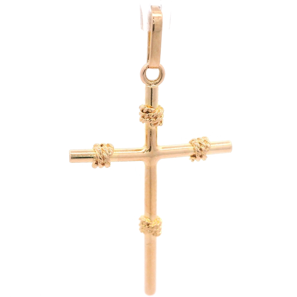 Colgante de Oro Amarillo 18K Cruz Entorchada 
