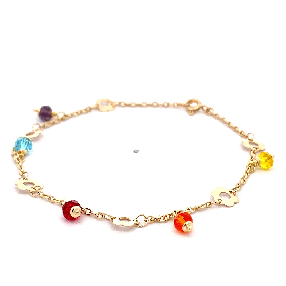 Pulsera de Oro Amarillo 18K Limada Dijes 18 cm Resorte