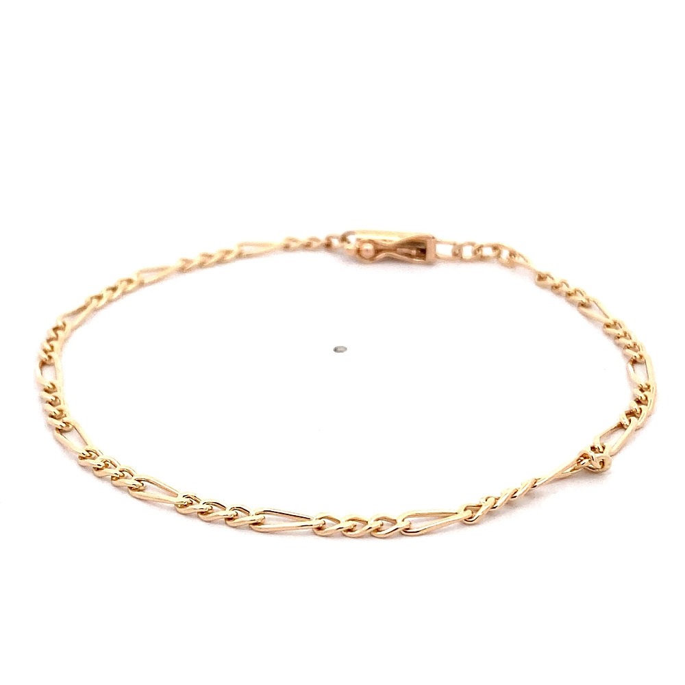 Pulsera de Oro Amarillo 18K Figaro 3x1 20 cm Tubular