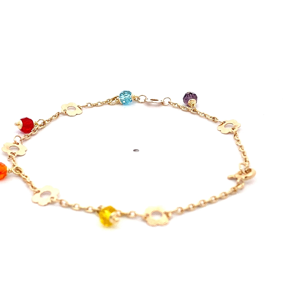 Pulsera de Oro Amarillo 18K Limada Dijes 18 cm Resorte