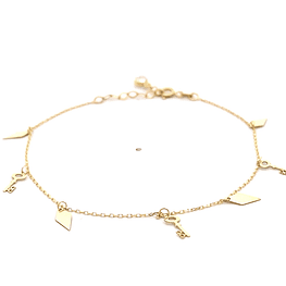 Pulsera de Oro Amarillo 18K Limada Colgantes Moviles 19 cm