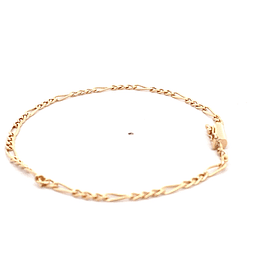 Pulsera de Oro Amarillo 18K Figaro 3x1 20 cm Tubular