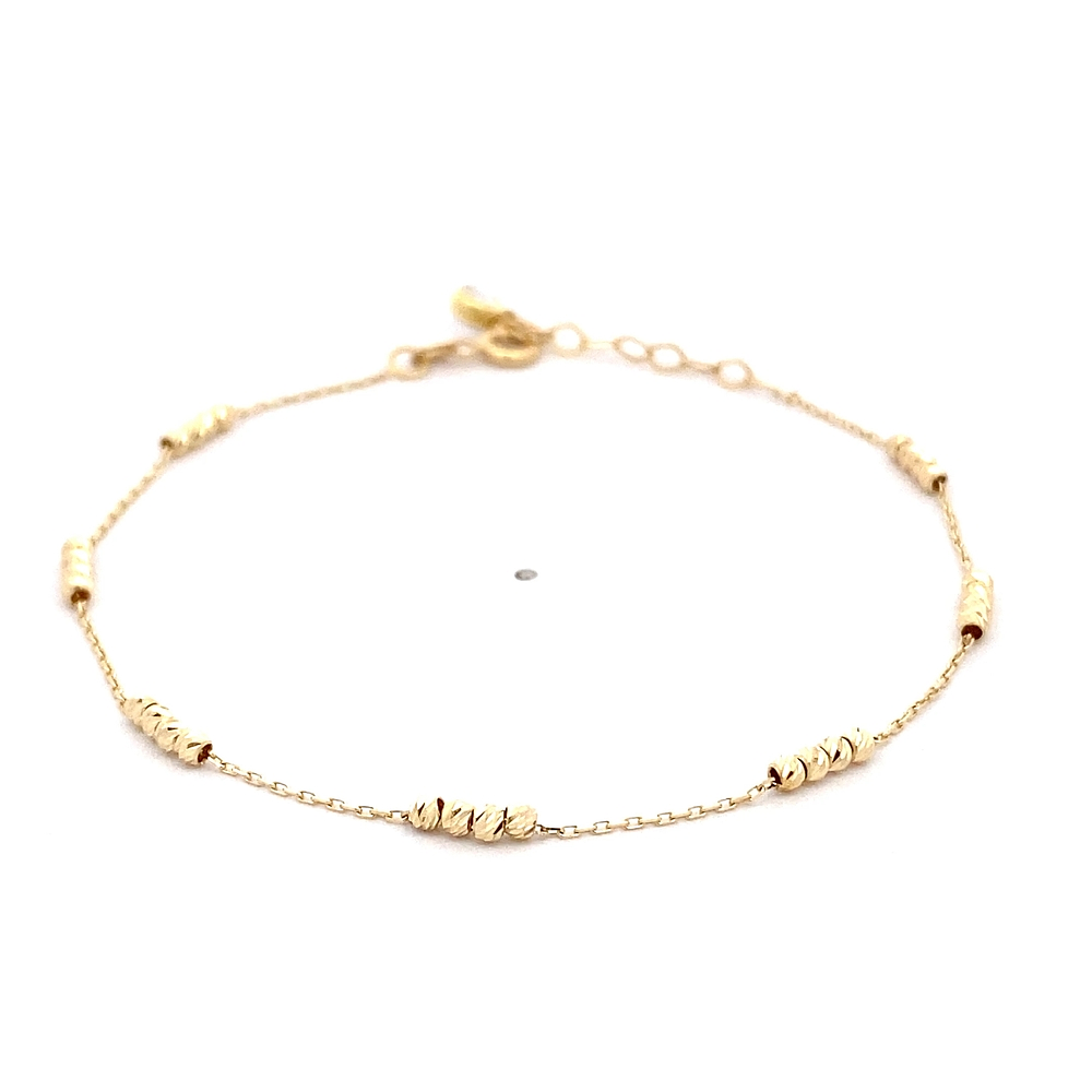 Pulsera de Oro Amarillo 18K Limada Esferas 16 cm Resorte