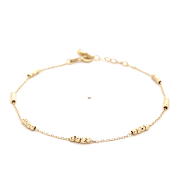 Pulsera de Oro Amarillo 18K Limada Esferas 16 cm Resorte