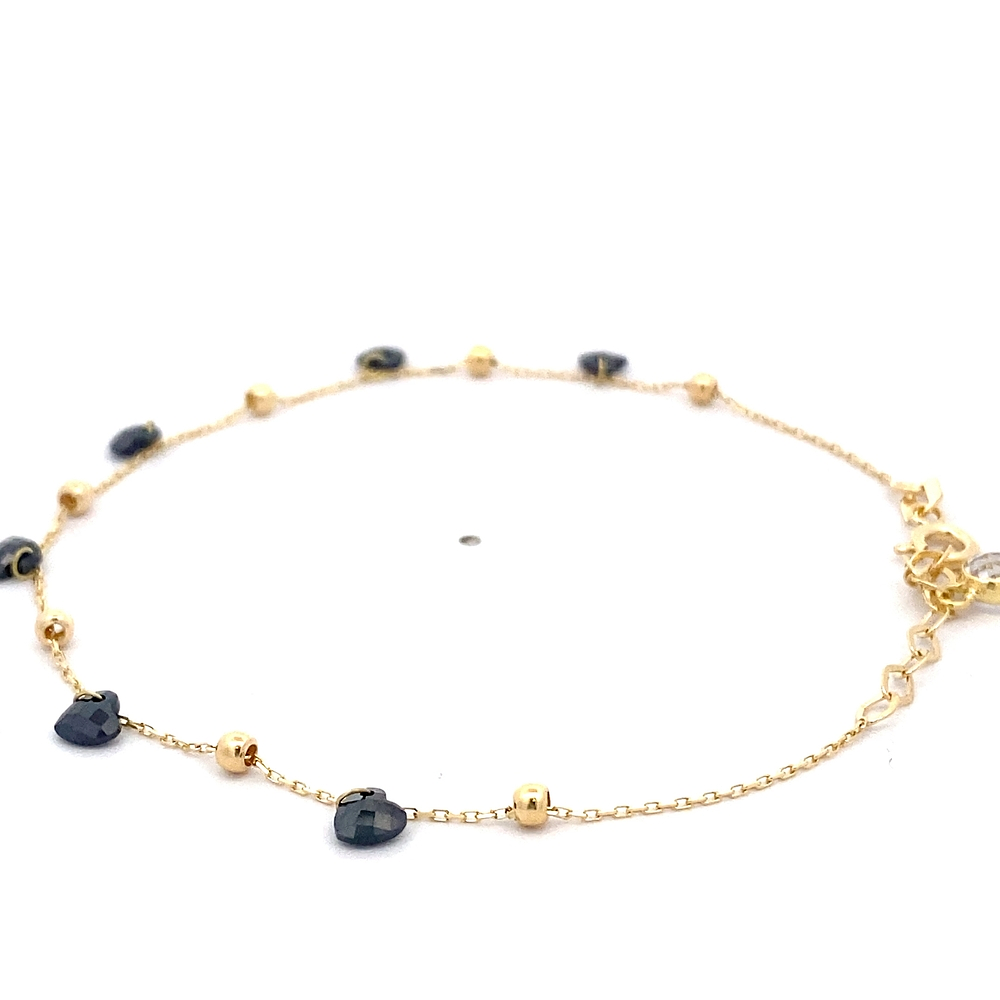 Pulsera de Oro Amarillo 18K Limada Esferas 17 cm Resorte