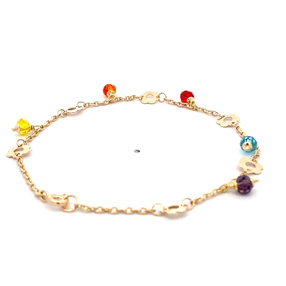 Pulsera de Oro Amarillo 18K Limada Dijes 18 cm Resorte