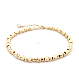 Pulsera de Oro Amarillo 18K Limada Esferas 19 cm Resorte