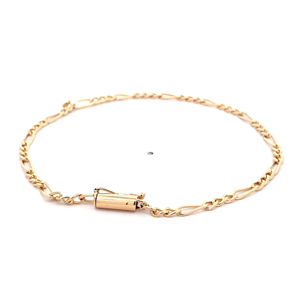 Pulsera de Oro Amarillo 18K Figaro 3x1 20 cm Tubular