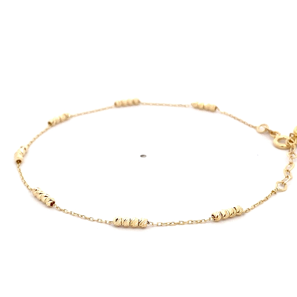 Pulsera de Oro Amarillo 18K Limada Esferas 16 cm Resorte