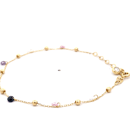 Pulsera de Oro Amarillo 18K Limada Esferas 16 cm Resorte