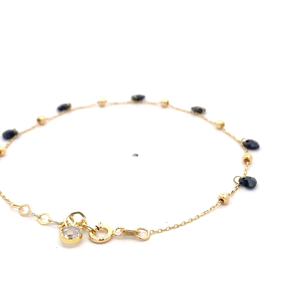 Pulsera de Oro Amarillo 18K Limada Esferas 17 cm Resorte