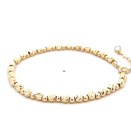 Pulsera de Oro Amarillo 18K Limada Esferas 19 cm Resorte