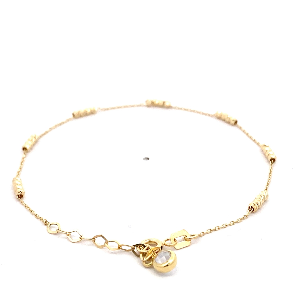 Pulsera de Oro Amarillo 18K Limada Esferas 16 cm Resorte