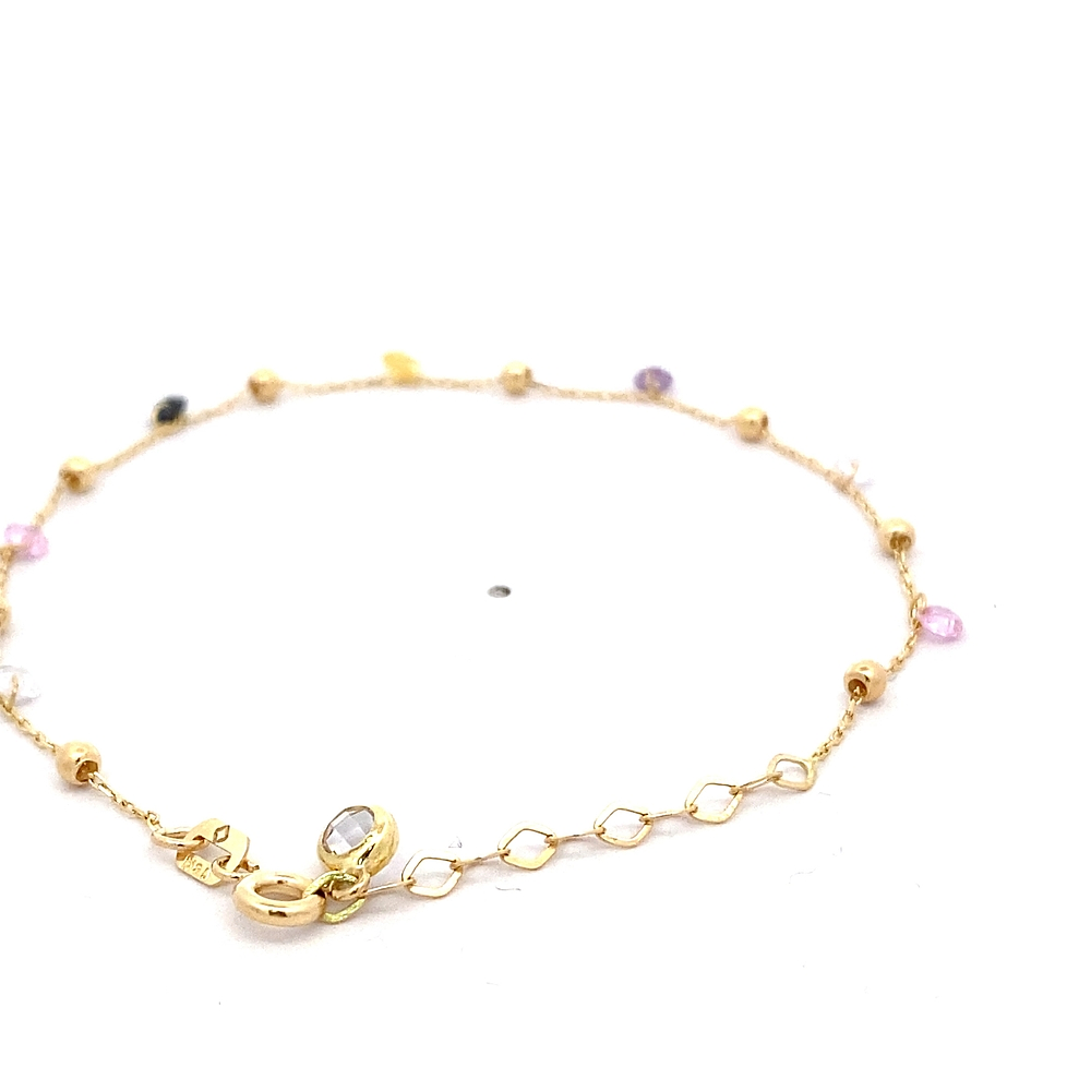 Pulsera de Oro Amarillo 18K Limada Esferas 16 cm Resorte