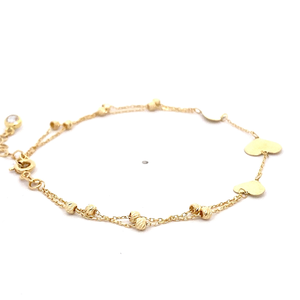 Pulsera de Oro Amarillo 18K Limada Doble 17 cm Resorte