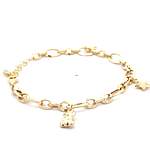 Pulsera de Oro Amarillo 18K Labrada Ovalada 20 cm Barroco